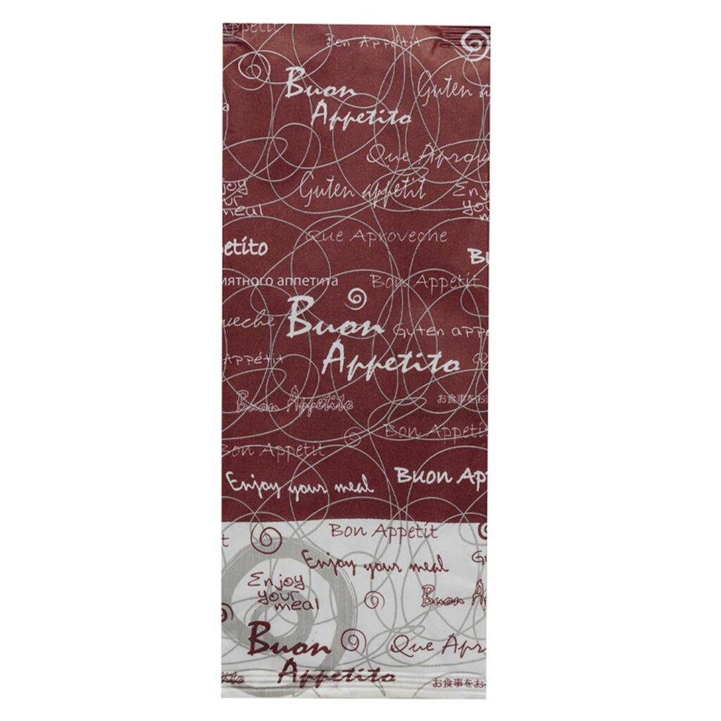 Busta Porta Posate Dinner con Disegno – 12×25 cm + Tovagliolo – Confezione da 125 PZ